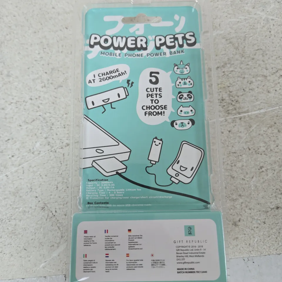 GIFT REPUBLIC POWER PETS MOBILE PHONE POWER BANK – 2600MAH, PINK DESIGN
