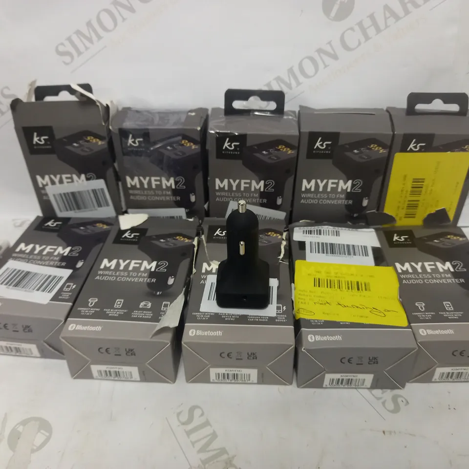 LOT OF APPROXIMATELY 10 KITSOUND MYFM2 BLUETOOTH IN-CAR WIRELESS FM TRANSMITTERS
