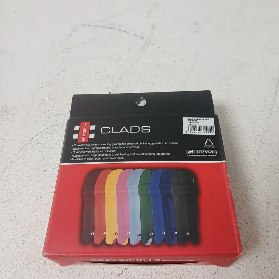 GRAY-NICOLLS BATTING CLADS – COLOURED CRICKET LEG GUARD COVERS (SENIOR NAVY)