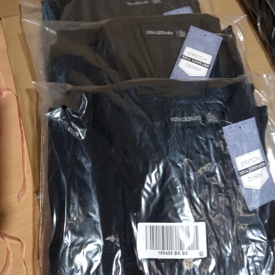 3 X BRAND NEW ELBOW SLEEVE BUTTON UP STRETCH DENIM DRESS BY NINA LEONARD BLACK MEDIUM