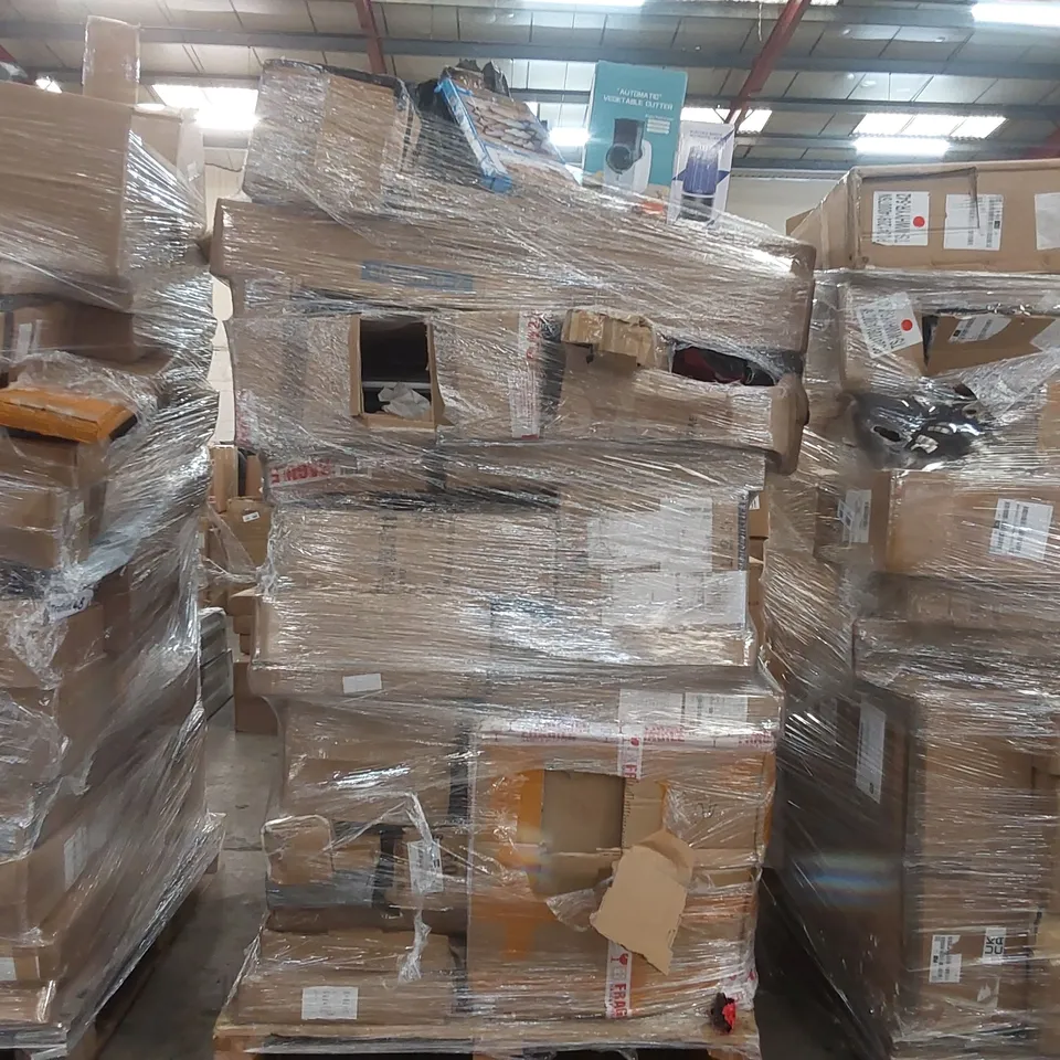 PALLET CONTAINING A LARGE ASSORTMENT OF CONSUMER PRODUCTS INCLUDING: ELECTRIC SHOCK MOSQUITO LAMP, VEGETABLE CUTTER, SHOE STAND ECT