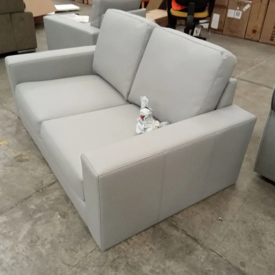 BALTIMORE 2 SEATER SOFA, LIGHT GREY PREMIUM FAUX LEATHER