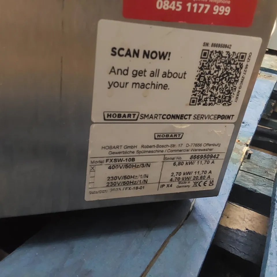 HOBART FXSW-10B UNDERCOUNTER COMMERCIAL DISHWASHER