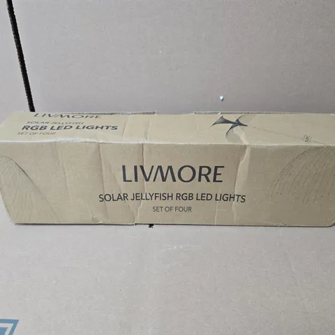 BOXED LIVMORE SOLAR JELLYFISH RGB LED LIGHTS SET OF FOUR