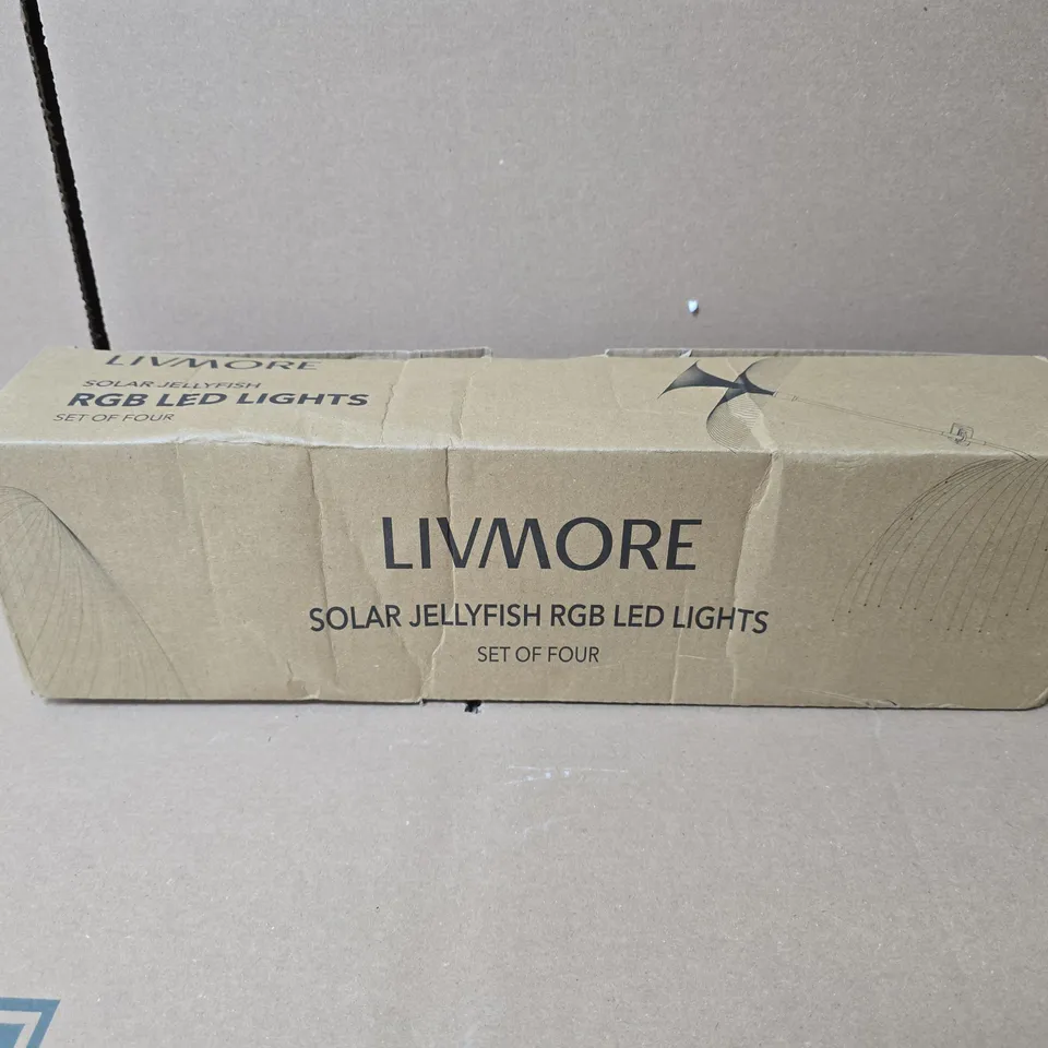 BOXED LIVMORE SOLAR JELLYFISH RGB LED LIGHTS SET OF FOUR