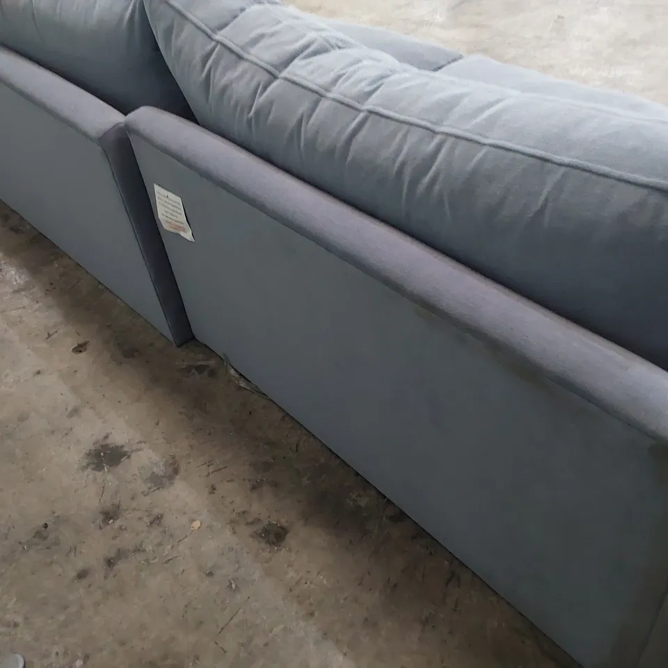 QUALITY BRITISH DESIGNER LOUNGE Co. THREE SEATER SOFA BLUE GREY FABRIC 