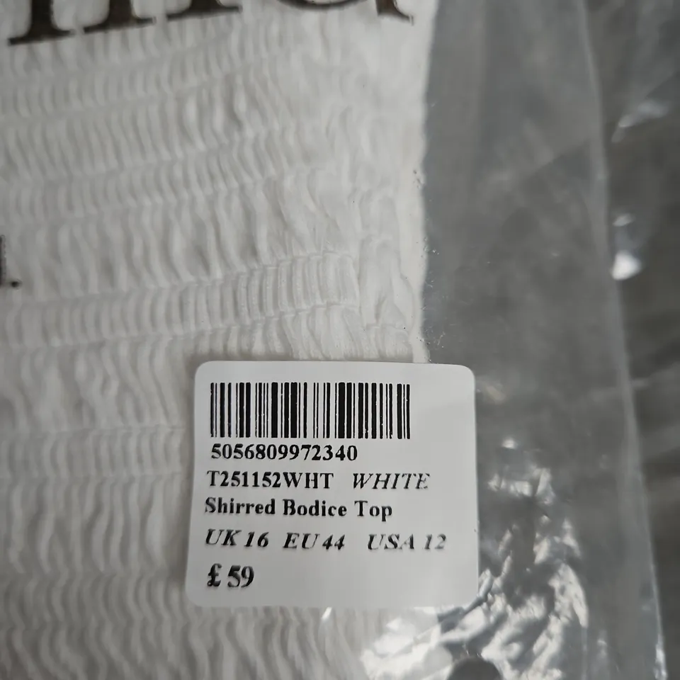 Nobody's Child Shirred Bodice Top – White, UK16 (EU44, USA12)