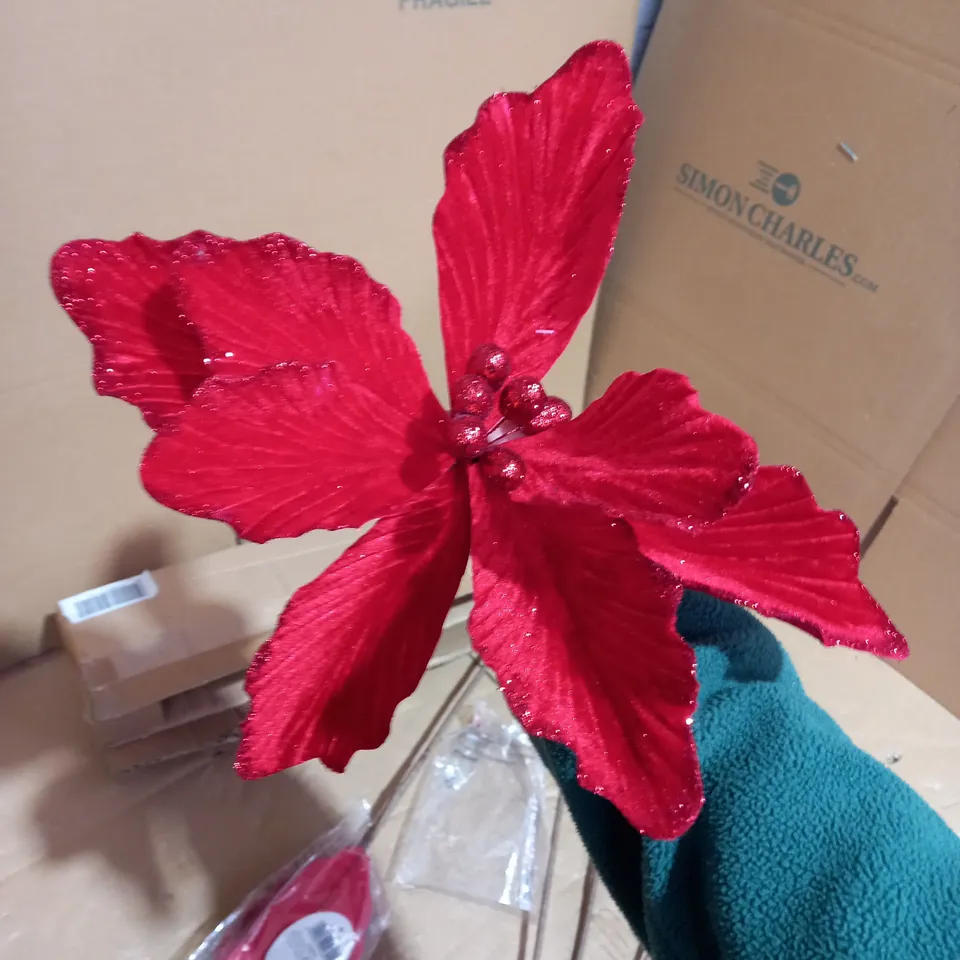 FESTIVE SET OF VELVET MAGNOLIA GLITTER STEMS