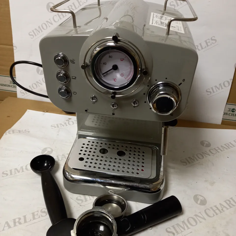 SWAN RETRO PUMP ESPRESSO COFFEE MACHINE - GREY