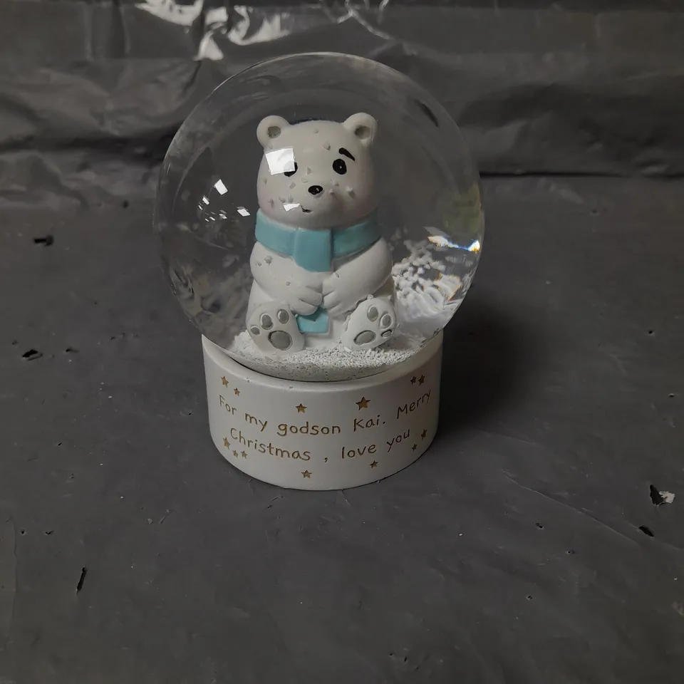 PERSONALISED POLAR BEAR SNOW GLOBE - KAI RRP £19.99