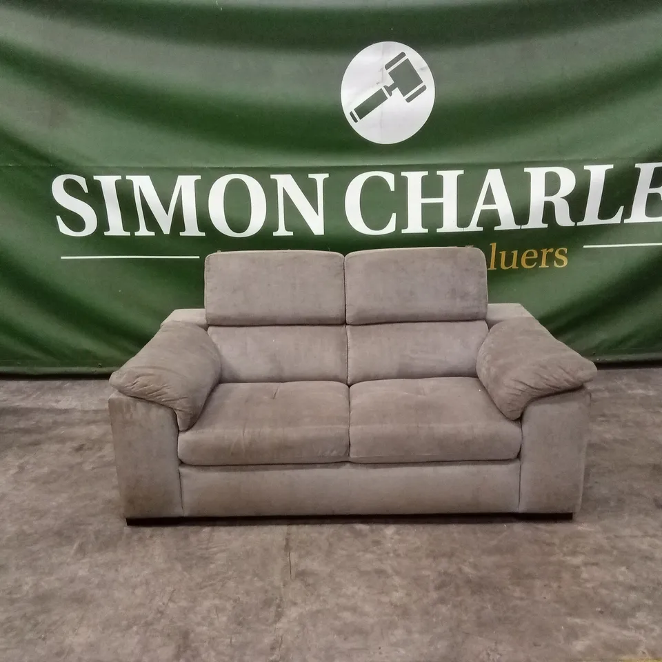 DESIGNER 2 SEATER FABRIC SOFA WITH ADJUSTABLE HEADREST