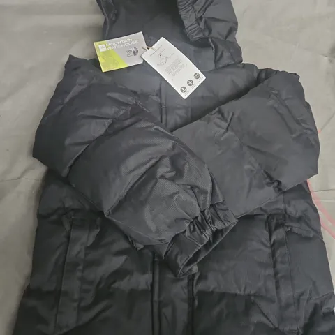 MOUNTAIN WAREHOUSE PADDED HOODED JACKET – BLACK SIZE 7-8 YEARS 