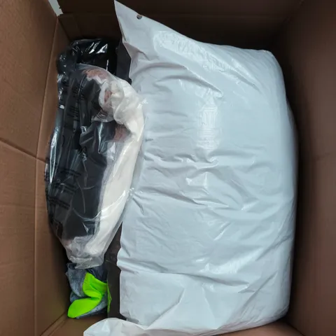 LARGE BOX OF APPROXIMATELY 25 ASSORTED CLOTHING ITEMS IN VARIOUS COLOURS, STYLES AND SIZES - COLLECTION ONLY