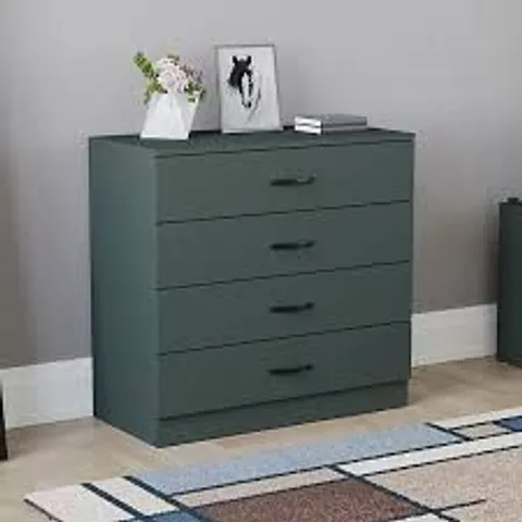 BOXED LASSIC RIANO 4 DRAWER CHEST - GREEN (1 BOX)