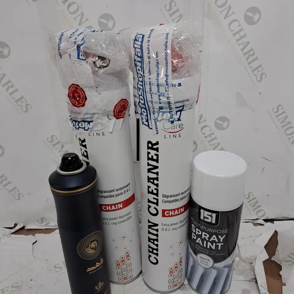 ASSORTED AEROSOLS TO INCLUDE CHAIN CLEANER , SPRAY PAINT , AIR FRESHENER ,  ETC - COLLECTION ONLY 