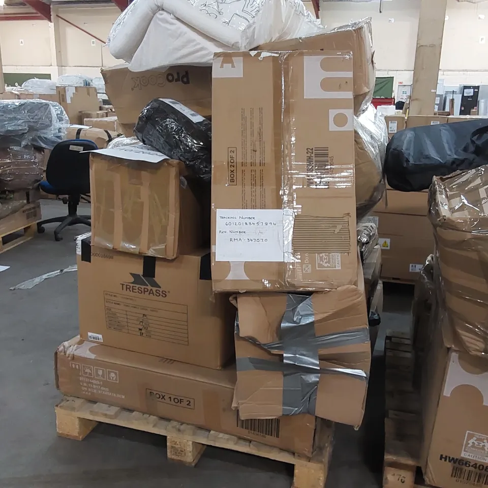 PALLET OF ASSORTED CONSUMER PRODUCTS/FURNITURE PARTS 