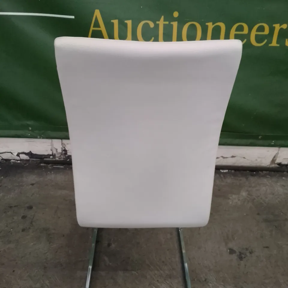 PERTH WHITE LEATHER DINING CHAIR WITH CHROME LEGS
