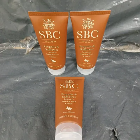 3 X SBC PROPOLIS & SAFFLOWER HAND & FOOT CREAM - 3 X 100ML