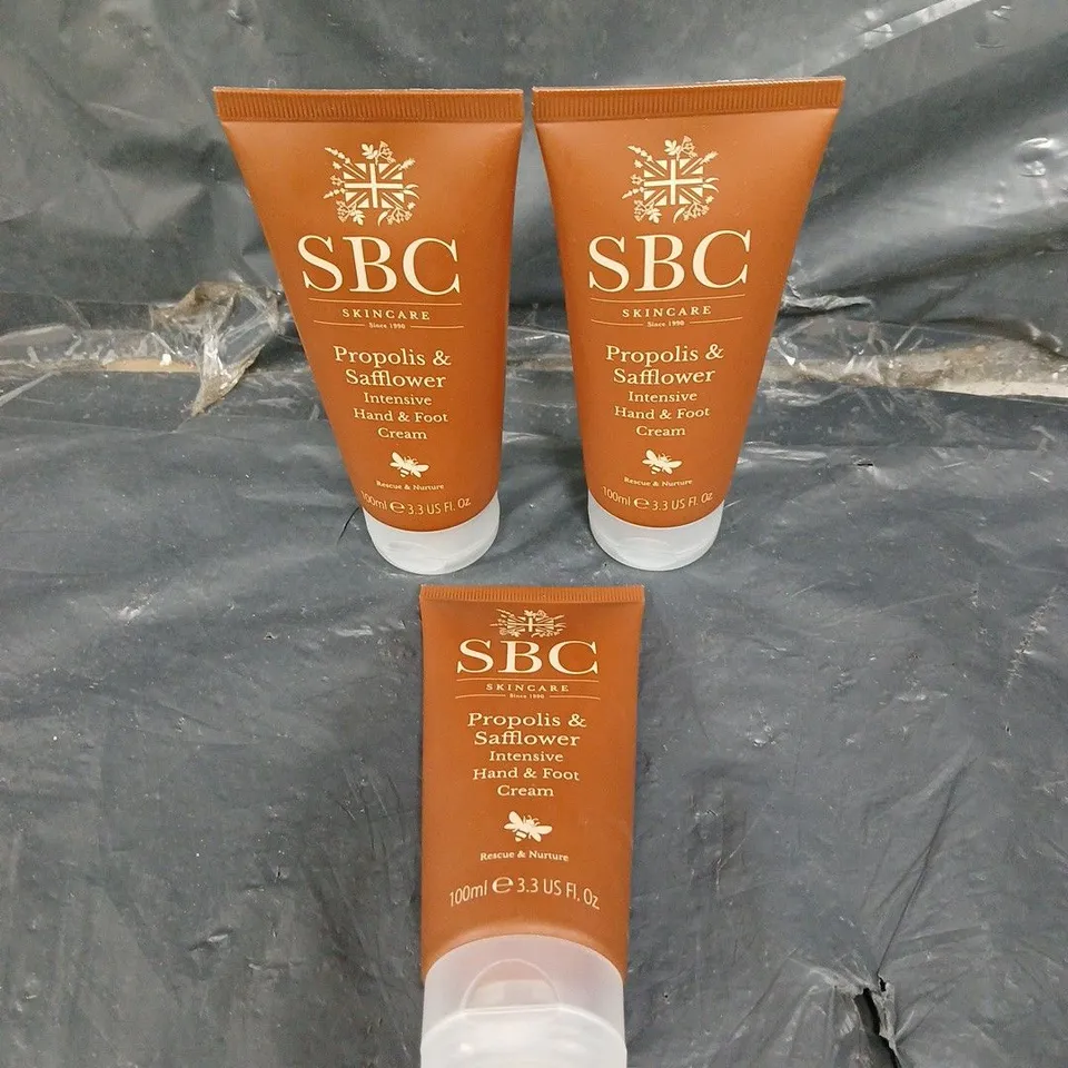 3 X SBC PROPOLIS & SAFFLOWER HAND & FOOT CREAM - 3 X 100ML
