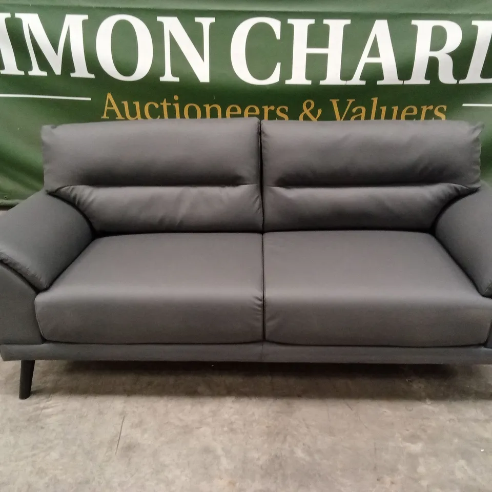 ALENA GREY FAUX LEATHER SOFA 