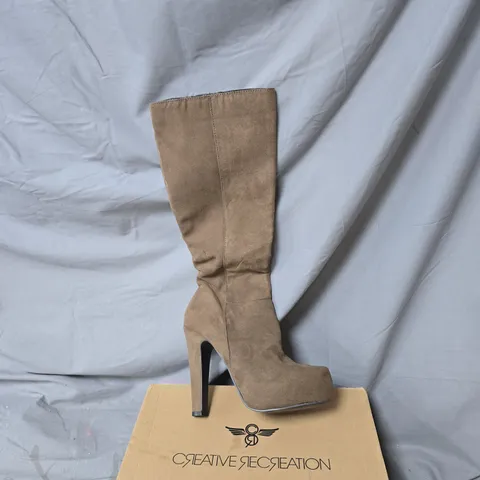 PRIMADONNA COLLECTION WOMEN'S SUEDE KNEE-HIGH BOOT, TAUPE SIZE 36