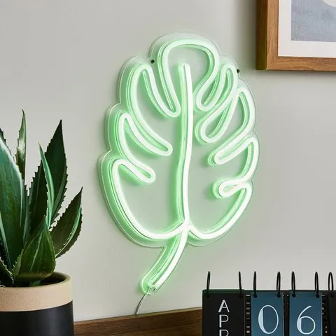 BOXED DUNELM LEAF NEON WALL LIGHT