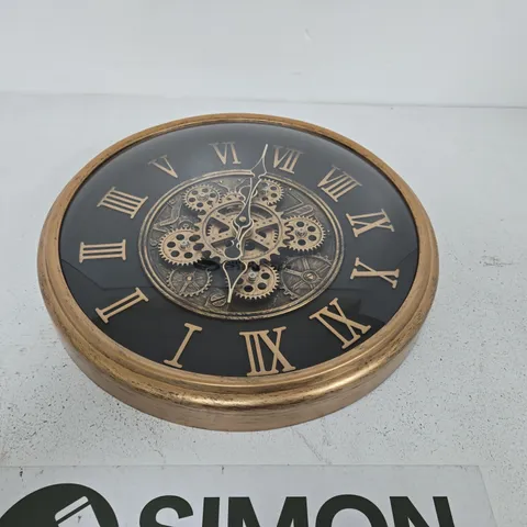 BRASS-TONE SKELETON WALL CLOCK