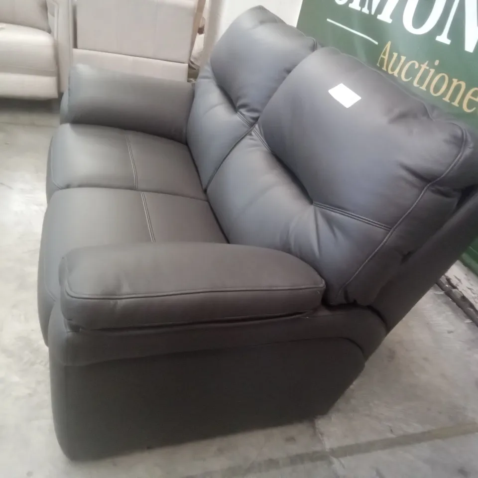 DESIGNER G PLAN MADE SEATTLE 2 SEATER SOFA - CAMBRIDGE SLATE LEATHER 