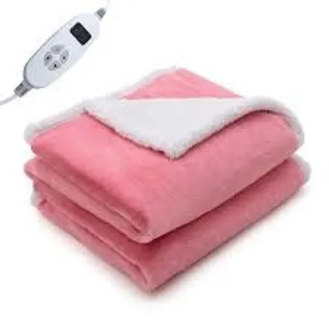 BOXED COSTWAY REVERSIBLE ELECTRIC HEATED BLANKET WITH 10 HEAT SETTINGS - PINK