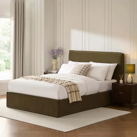 BOXED DUSK OSLO OTTOMAN STORAGE BED - OLIVE // SIZE: 4FT6 DOUBLE (2 BOXES)