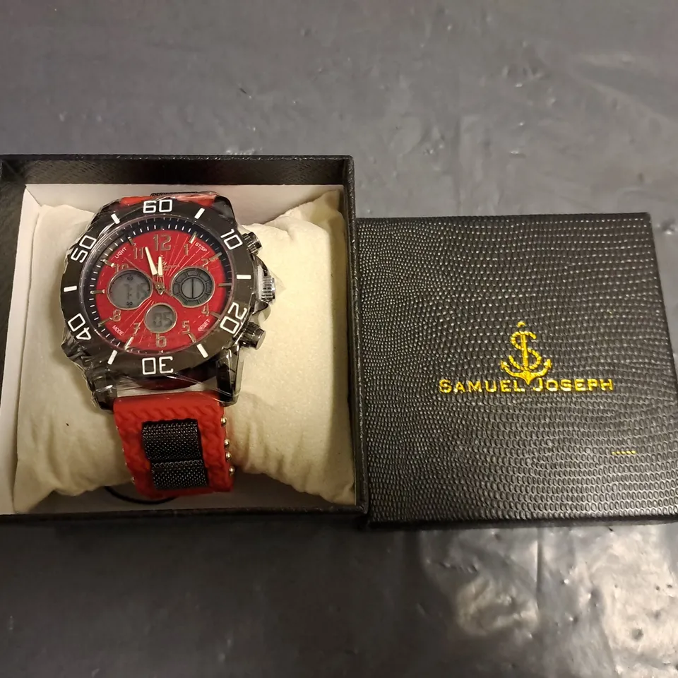 SAMUEL JOSEPH LIMITED EDITION MULTI FUNCTIONAL RED DESIGNER MENS WATCH