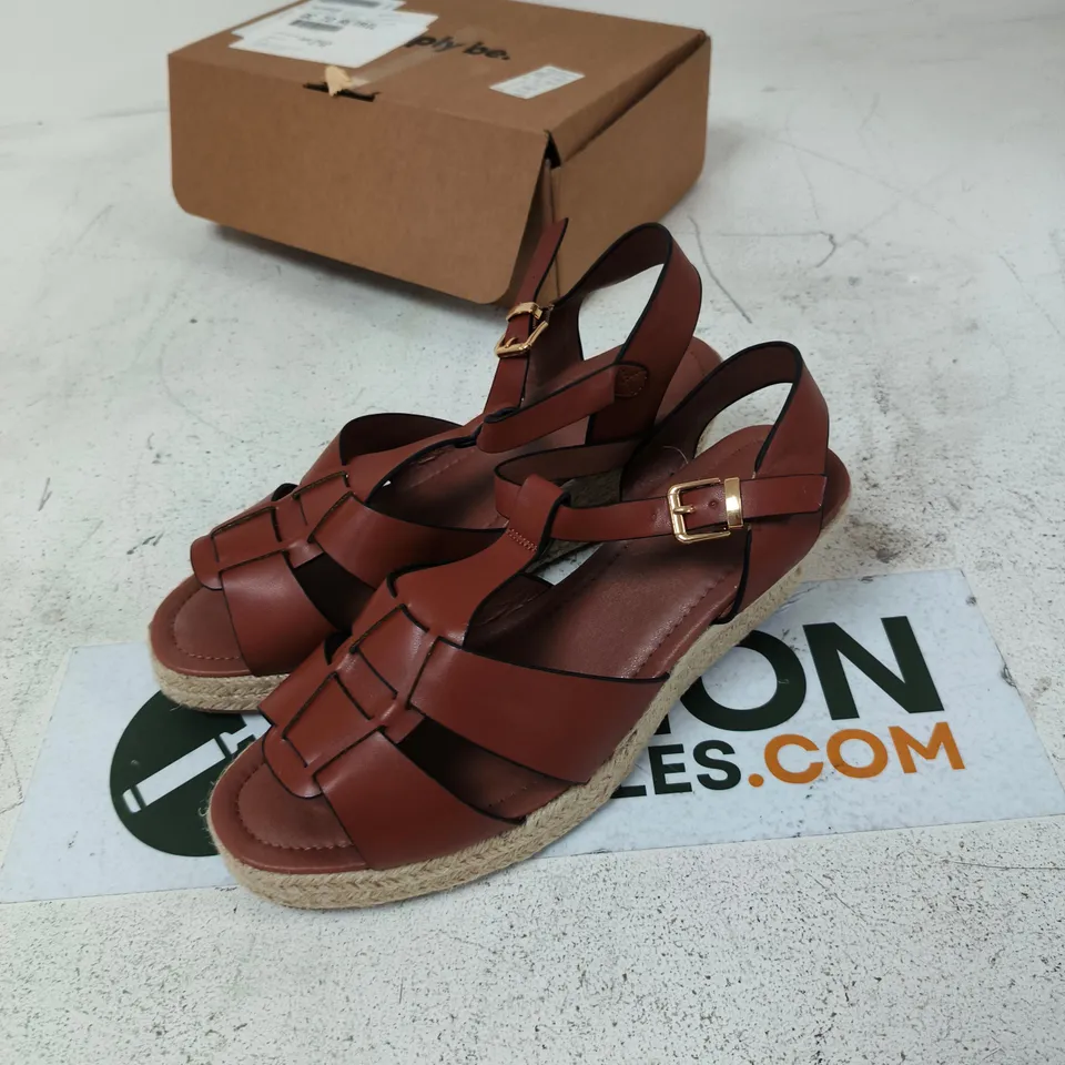 WOMEN'S BROWN LEATHER SANDALS WITH ESPADRILLE SOLE UK 8