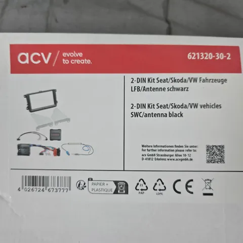 ACV 2-DIN CAR STEREO KIT FOR SEAT/SKODA/VW (BLACK) – SWC & ANTENNA