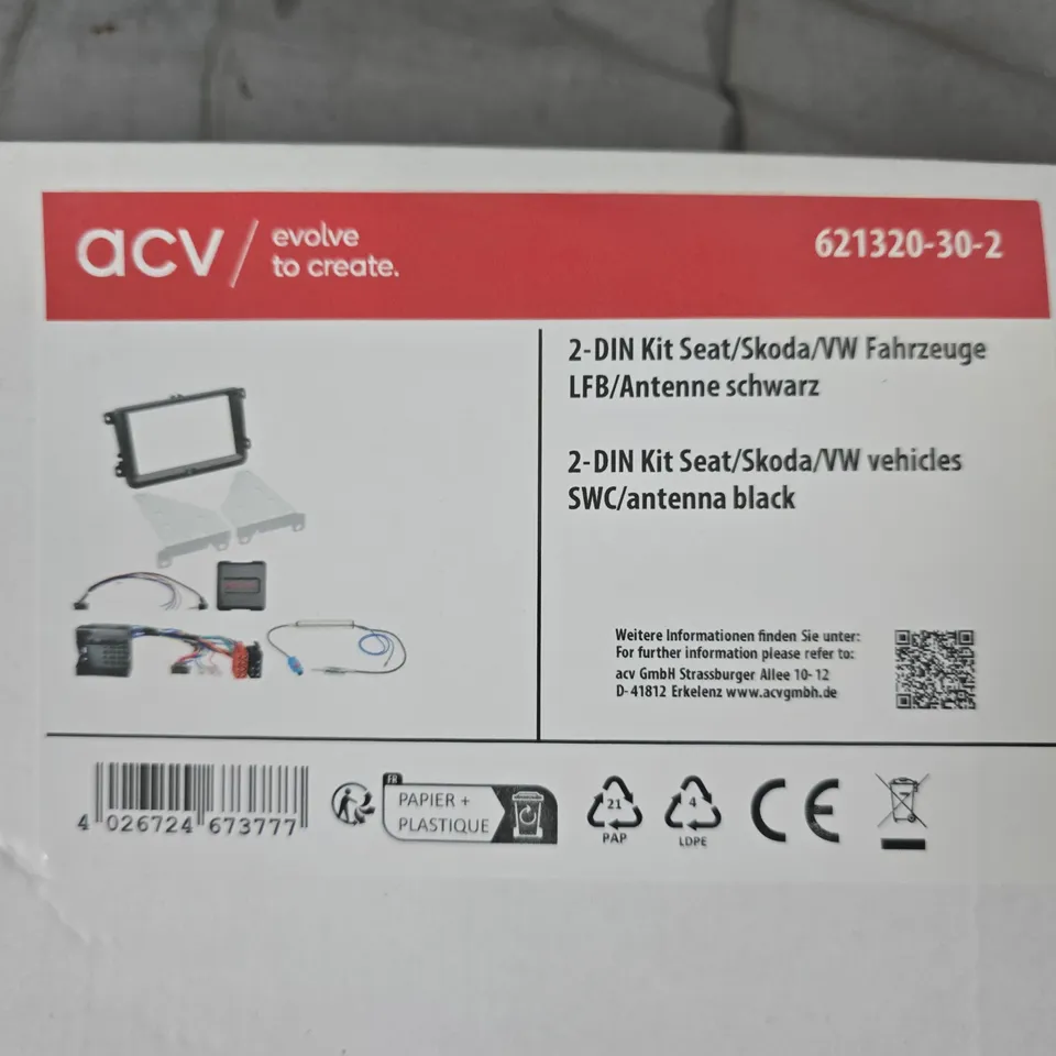 ACV 2-DIN CAR STEREO KIT FOR SEAT/SKODA/VW (BLACK) – SWC & ANTENNA
