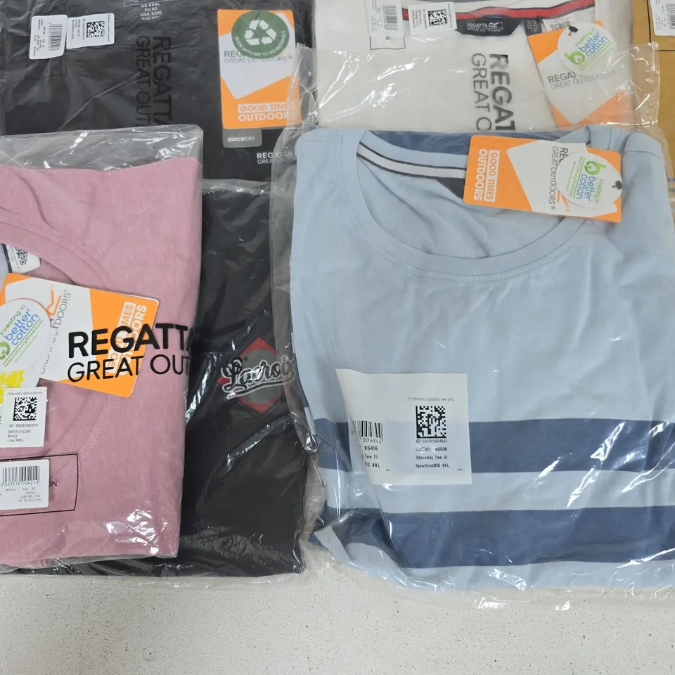 LOT OF 10 ASSORTED BRAND NEW REGATTA T-SHIRTS IN VARIOUS STYLES, COLOURS AND SIZES