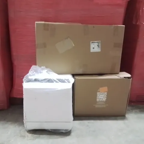 PALLET OF ASSORTED HOUSEHOLD GOODS AND PRODUCTS TO INCLUDE;TURNTABLE AND SPEAKERS BLUETOOTH RECORD PLAYER,PORTABLE DISH WASHER,CLOCK