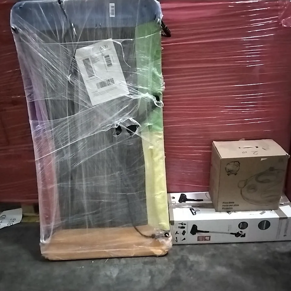 PALLET OF ASSORTED PRODUCTS AND HOUSEHOLD GOODS TO INCLUDE;SKYCURVE PLATFORM TREE SWING,PIZZA OVEN,HOOVER