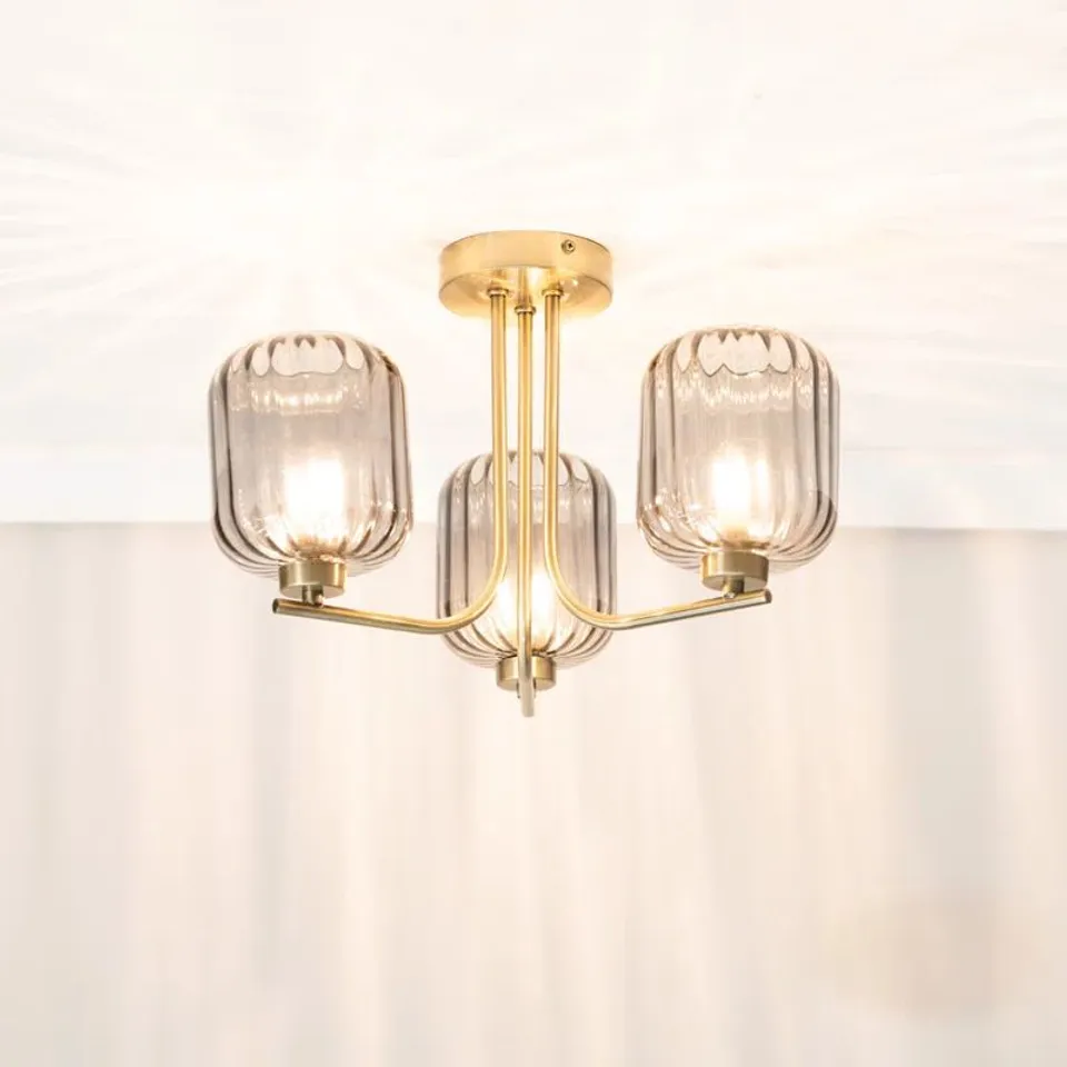BOXED AMELIE GLASS SEMI FLUSH MOUNT (1 BOX)