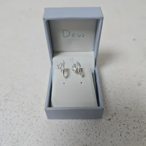 DEW STIRLING SILVER HINGE HOOP EAR RINGS IN BOX