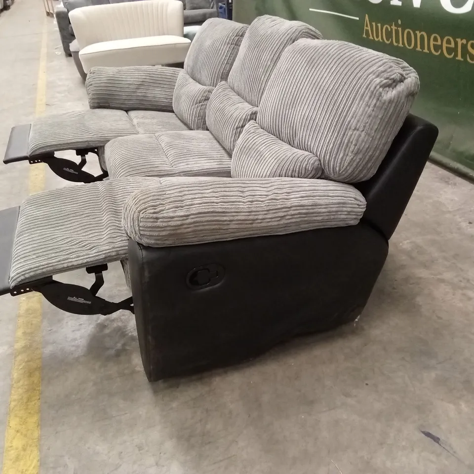 SIENNA FABRIC/FAUX LEATHER HIGH BACK 3 SEATER RECLINER SOFA RRP £849