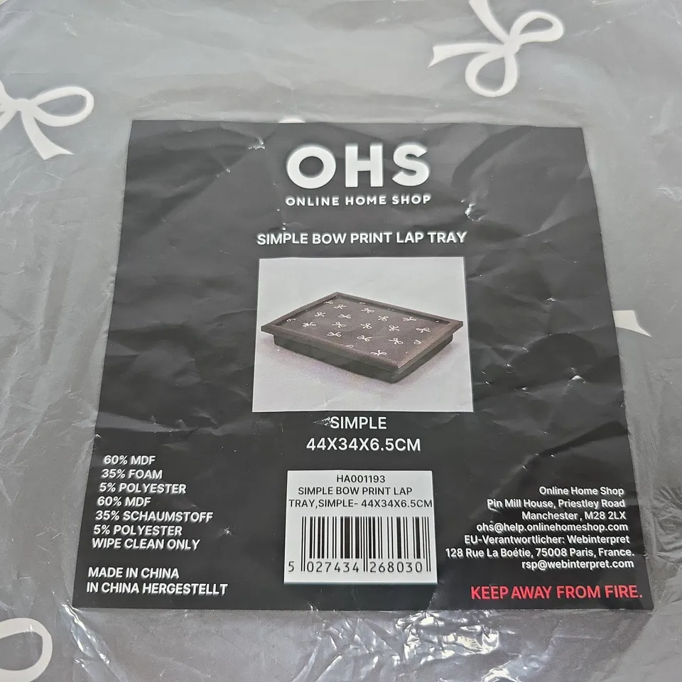BAGGED OHS SIMPLE BOW PRINT LAP TRAY – BOW THEME