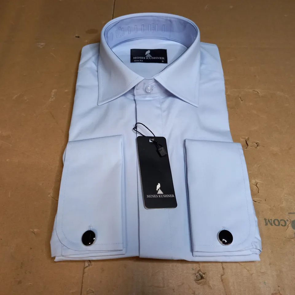 MOSES KUSHNER LOT OF 5 LONG SLEEVE SLIM FIT BUTTONED LIGHT BLUE SHIRTS - SMALL