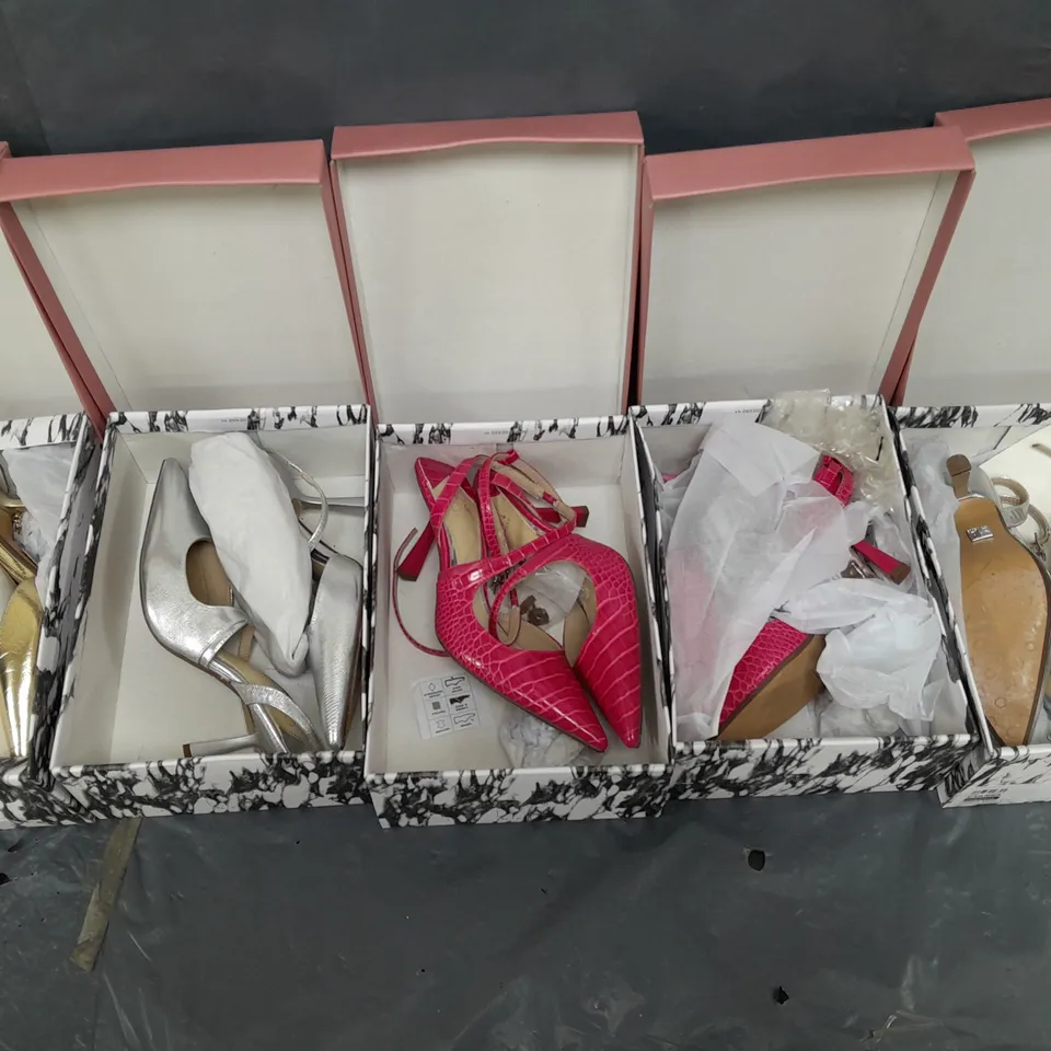 5 BOXED PAIRS OF MODA IN PELLE HEELS IN VARIOUS STYLES, COLOURS, AND SIZES 