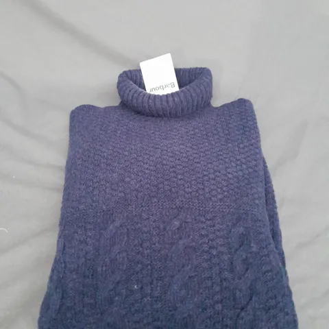 BARBOUR DALESIDE ROLL NECK KNITTED JUMPER IN NAVY MARL SIZE XL