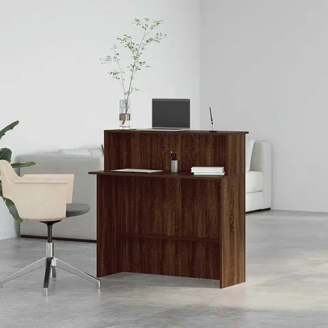 BOXED 17 STORIES RECEPTION DESK BROWN OAK 100×50×103.5CM ENGINEERED WOOD