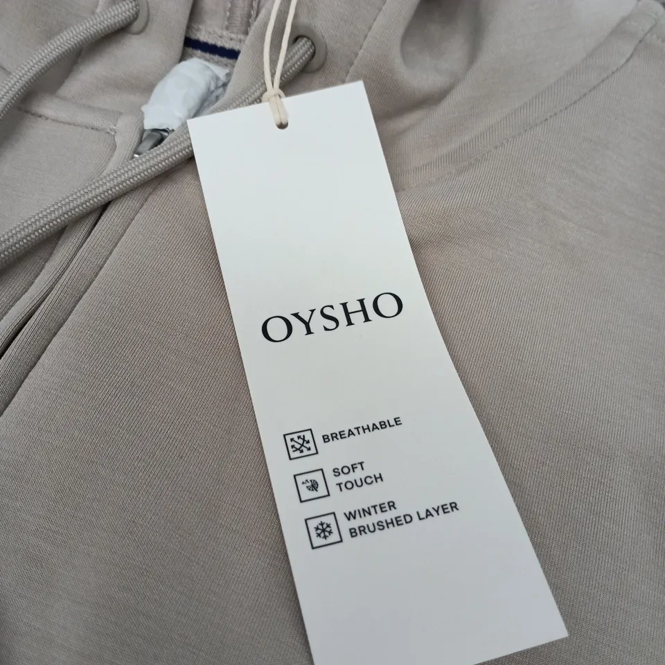 OYSHO BEIGE ZIP HOODIE, UK L – BREATHABLE, SOFT TOUCH, WINTER BRUSHED LAYER