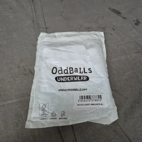 OddBalls Underwear – White/Grey Boxer Shorts, XL