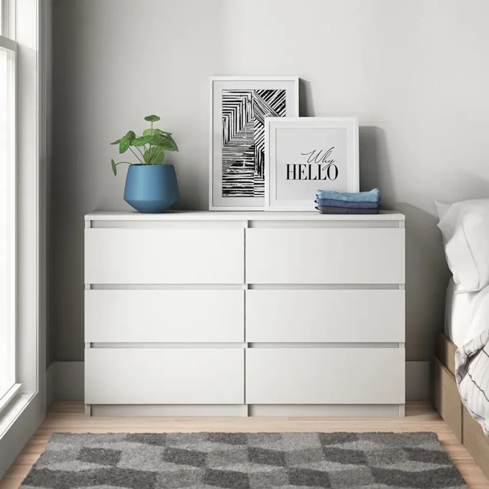 TRAYNOR 6-DRAWER CHEST OF DRAWERS IN WHITE - 1 BOX