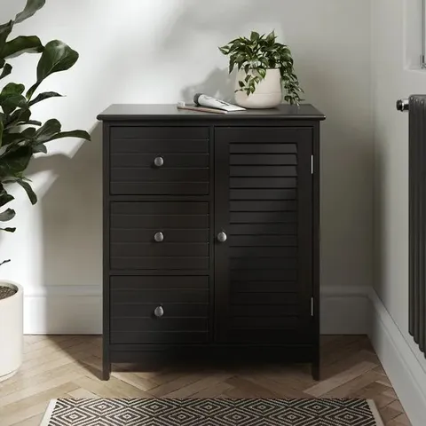 BOXED NAUTICAL 3 DRAWER CABINET UNIT - BLACK (1 BOX)
