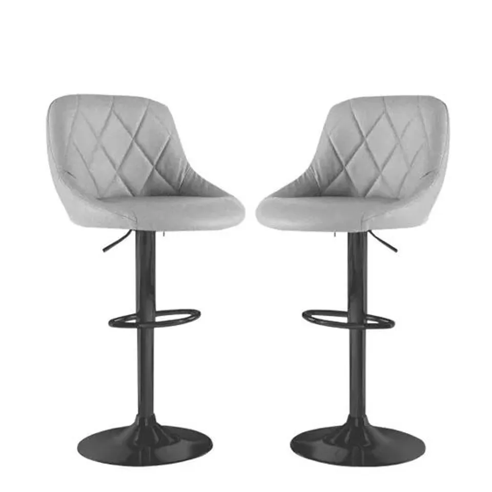 BOXED SET OF 2 NEO MADRID GREY FABRIC BAR STOOLS (1 BOX)